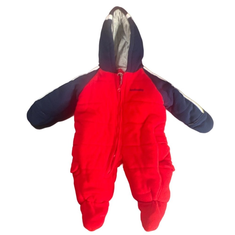 London Fog Baby Winter Snowsuit One Piece Red Blue 6/9 Months